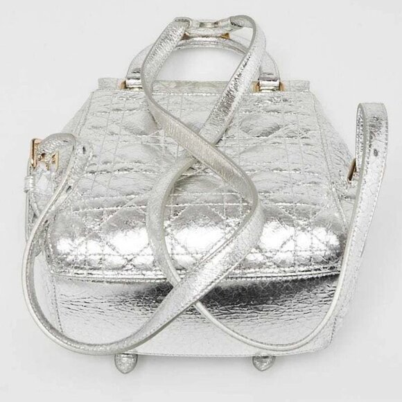 Christian Dior Silver Cannage Quilted Leather Stardust Small Backpack Bag - Picture 9 of 12